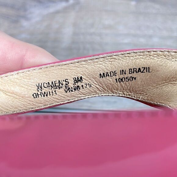 LL Bean Pink Patent Leather Polka Dot Women’s Size 8M Thong Flip Flop Sandals - Picture 6 of 12